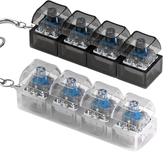 2 Pcs Keyboard Fidget Toy for Adults Fidget Clicker Decompression Fidget Keychain Stress Relief Presents for Adult to Relief Stress Pass The Time（Black and White）